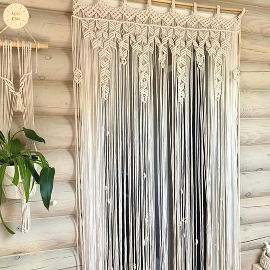 Handwoven Cotton Rope Macrame Curtain for Doors